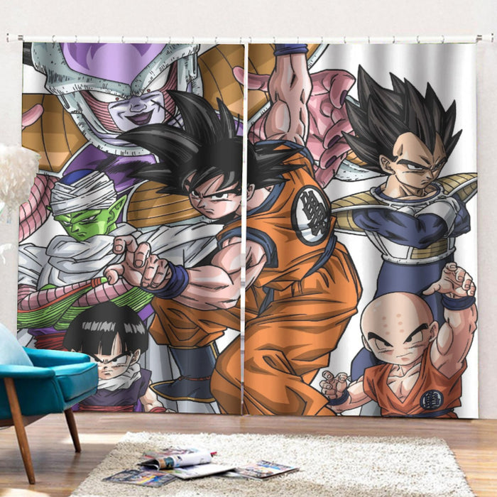 DBZ Goku Fighting Stance Gohan Piccolo Krillin Vegeta Frieza Color Curtains with Hooks