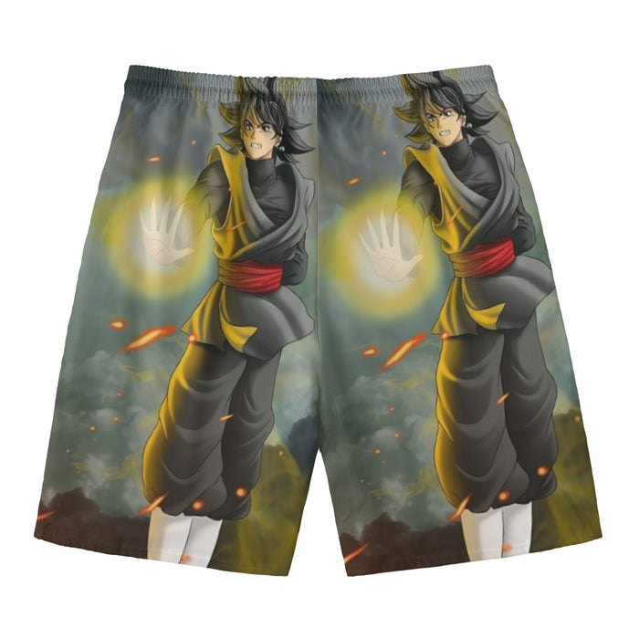 DBZ Goku Black Zamasu Potara Fusion Realistic Drawing Style Cool Beach Shorts