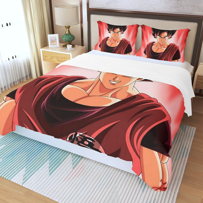 Dragon Ball Super Saiyan Goku Kaioken Epic Red Casual Three Piece Duvet Cover Set