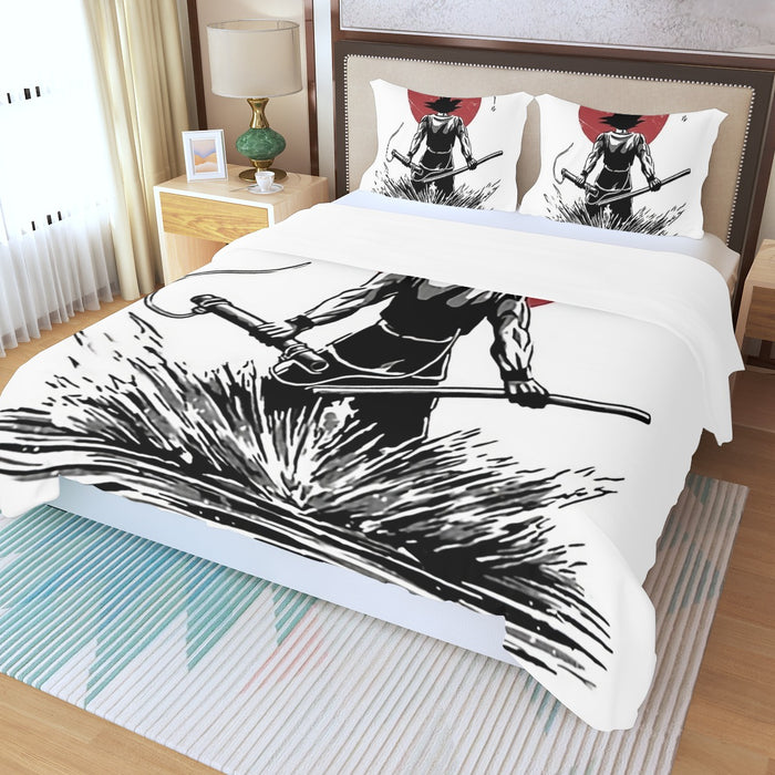 Goku With Red Moon Dragon Ball Three Piece Duvet Cover Set