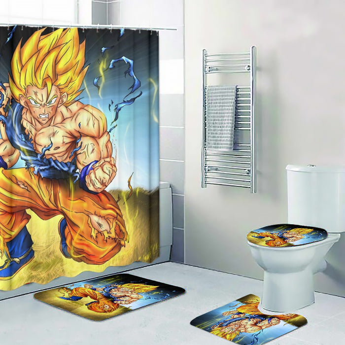 DBZ Goku Super Saiyan Thunder Power Damage Fight Cool Design Four-piece Bathroom