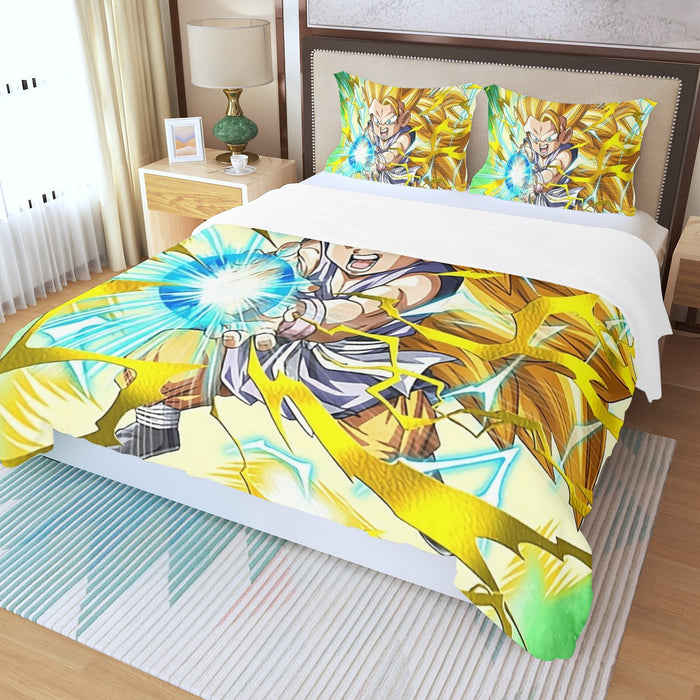 Dragon Ball Kid Goku SSJ3 Kamehameha Three Piece Duvet Cover Set