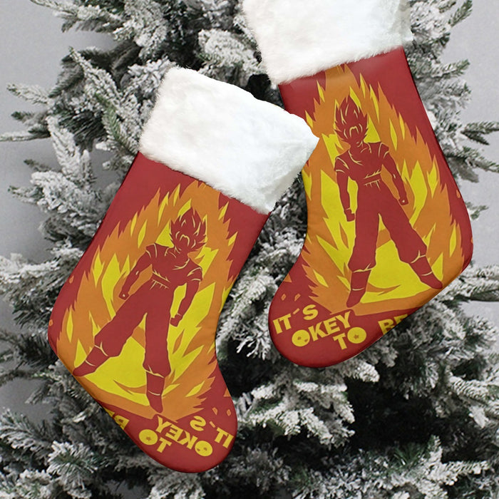 Dragon Ball Z Shirt  Son Goku On Fire Its Okay To Be Super Saiyan Christmas Socks