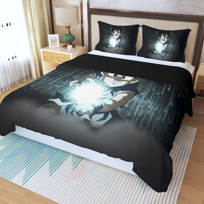 Dragon Ball Goku Kid Practice Kamehameha Cute Round Neck Design Three Piece Duvet Cover Set