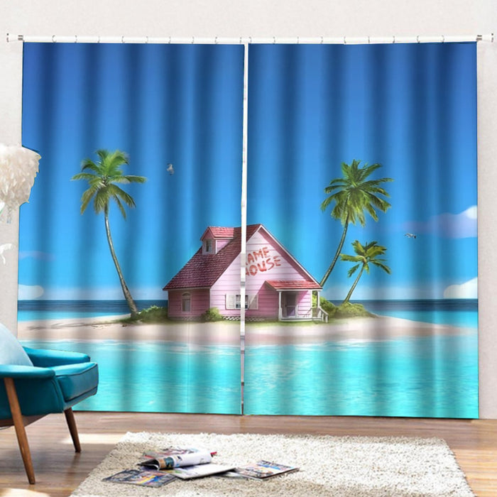 DBZ Master Roshi's Kame House Relax Vibe Concept Graphic Curtains with Hooks