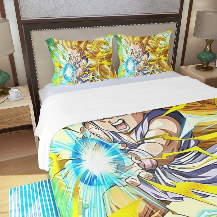 Dragon Ball Kid Goku SSJ3 Kamehameha Three Piece Duvet Cover Set