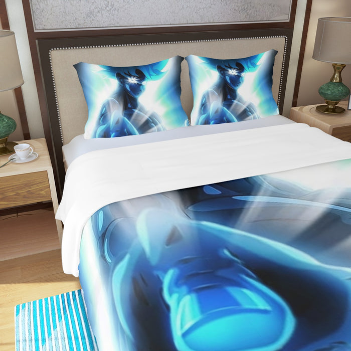 Dragon Ball Super Blue Son Goku Epic Ultra Instinct Three Piece Duvet Cover Set