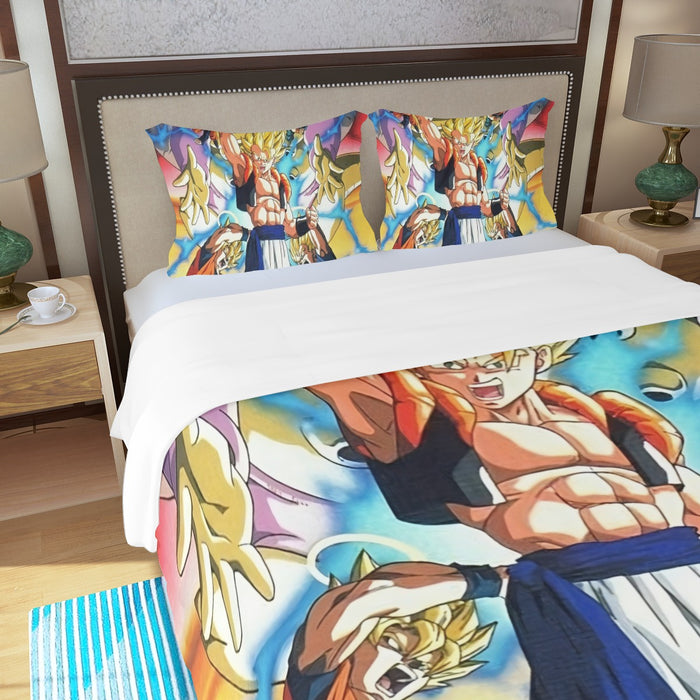 DBZ Goku Vegeta Fusion Saiyan Gogeta Colorful Design Streetwear Three Piece Duvet Cover Set