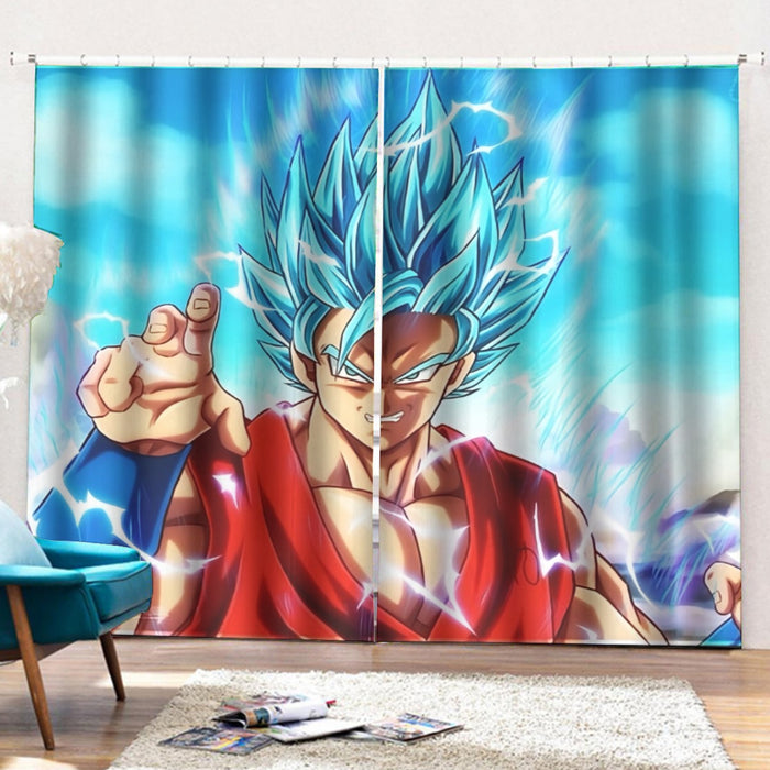 Dragon Ball Super Goku Blue Lightning SSGSS Design Curtains with Hooks