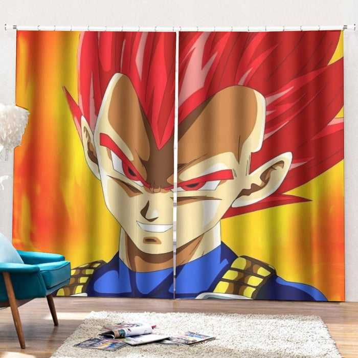 Dragon Ball Vegeta Super Saiyan Red God Vibrant Print Curtains with Hooks