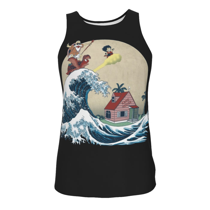 DBZ Kid Goku And Master Roshi Surfing To Kame House Tank Top