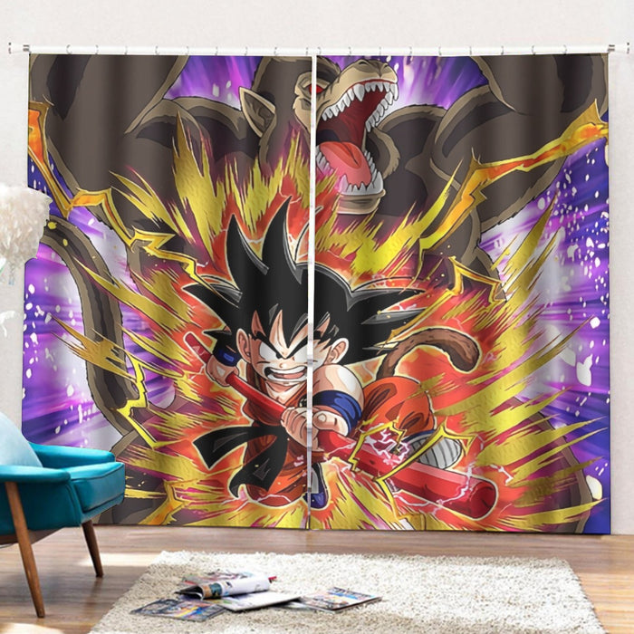 Great Ape Monkey Warrior Angry Kid Goku Fighting 3D Curtains with Hooks