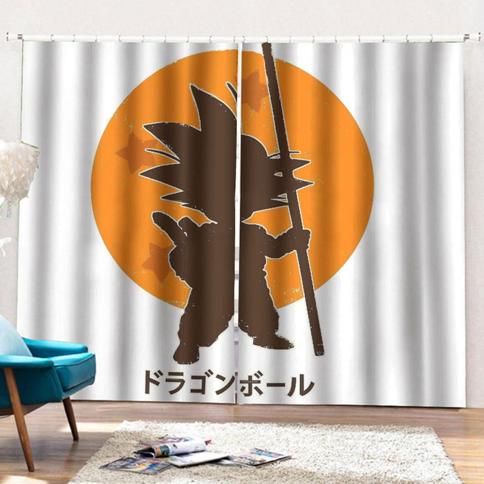 Dragon Ball Z Kid Goku Shadow Logo White Curtains with Hooks