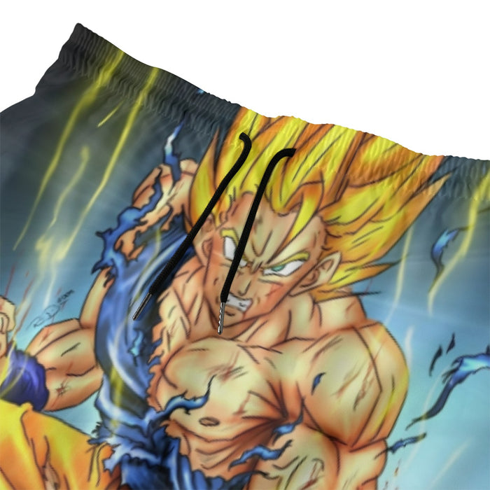 DBZ Goku Super Saiyan Thunder Power Damage Fight Cool Design Beach Pants