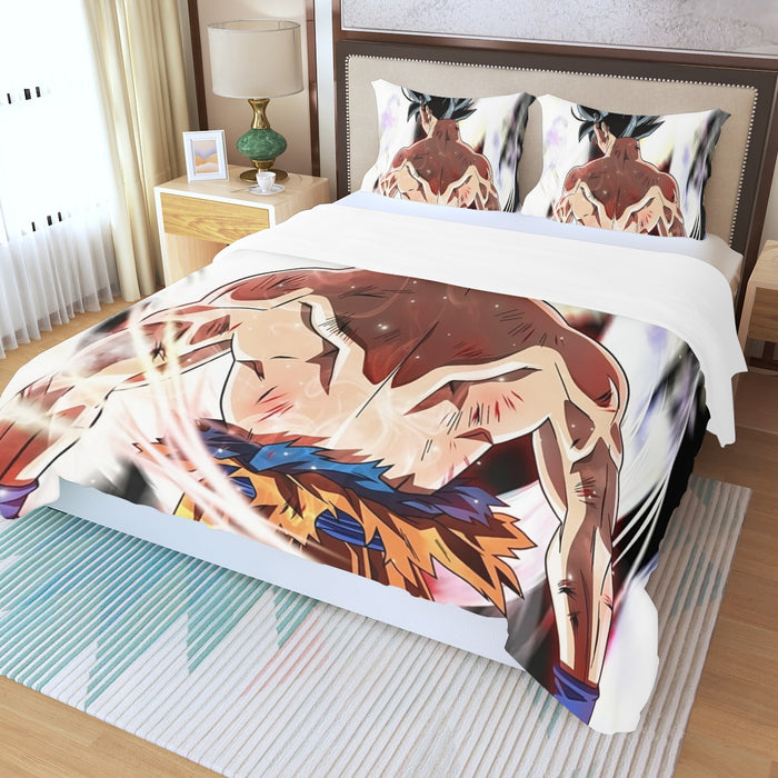 Dragon Ball Goku Damaged Battle Muscular Powerful Aura Three Piece Duvet Cover Set