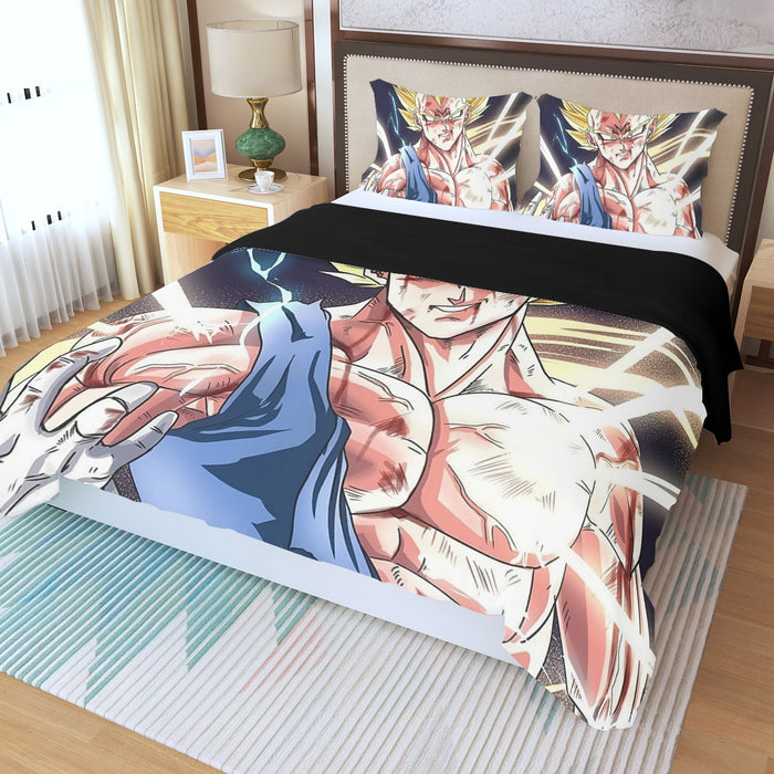 DBZ Majin Vegeta Saiyan Prince Fight Injure Manga Style Trending Three Piece Duvet Cover Set