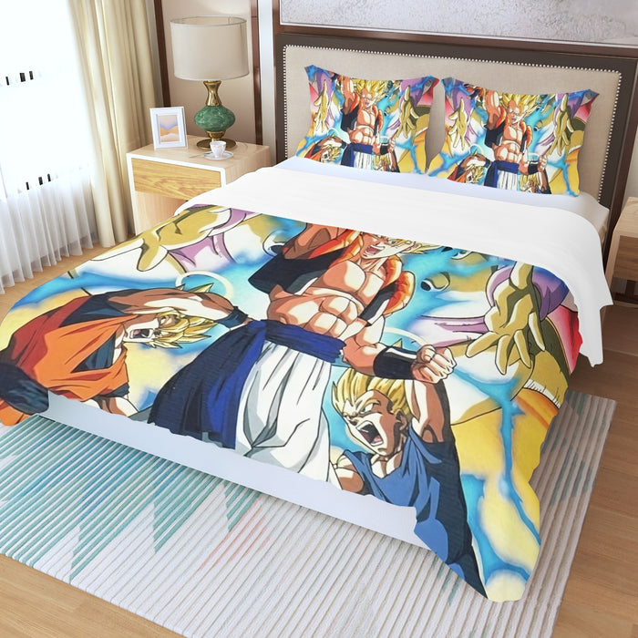 DBZ Goku Vegeta Fusion Saiyan Gogeta Colorful Design Streetwear Three Piece Duvet Cover Set