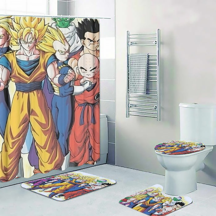 DBZ Goku Vegeta Super Saiyan Krillin Piccolo All Heroes Vibrant Design Four-piece Bathroom