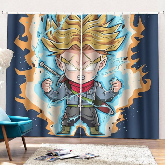 Dragon Ball Future Trunks Saga Super Saiyan Chibi Design Curtains with Hooks