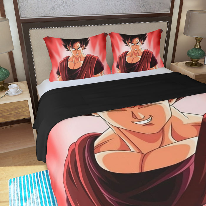 Dragon Ball Super Saiyan Goku Kaioken Epic Red Casual Three Piece Duvet Cover Set