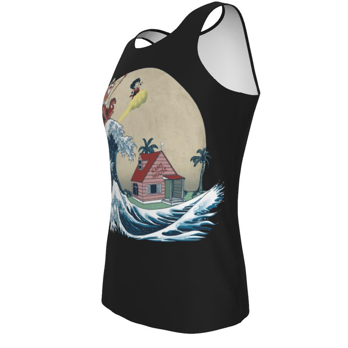 DBZ Kid Goku And Master Roshi Surfing To Kame House Tank Top