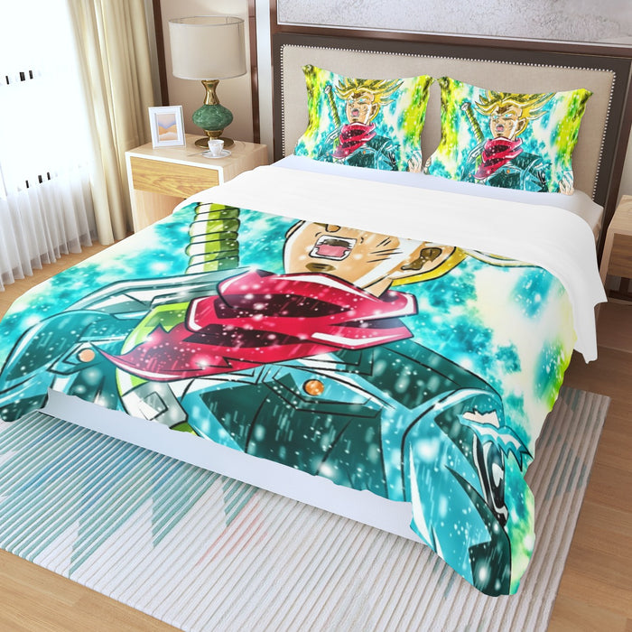 DBZ Trunks Super Saiyan Powerful Battle Ultimate Transformation Design Three Piece Duvet Cover Set