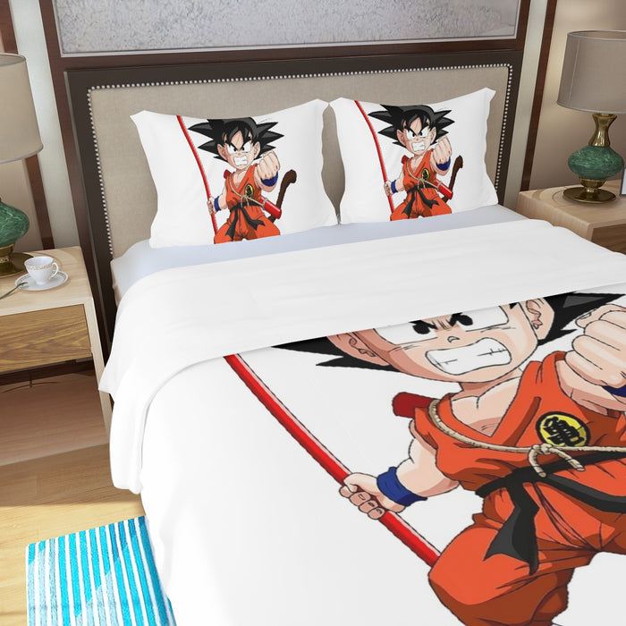 Kid Goku Fighting Dragon Ball Z Three Piece Duvet Cover Set