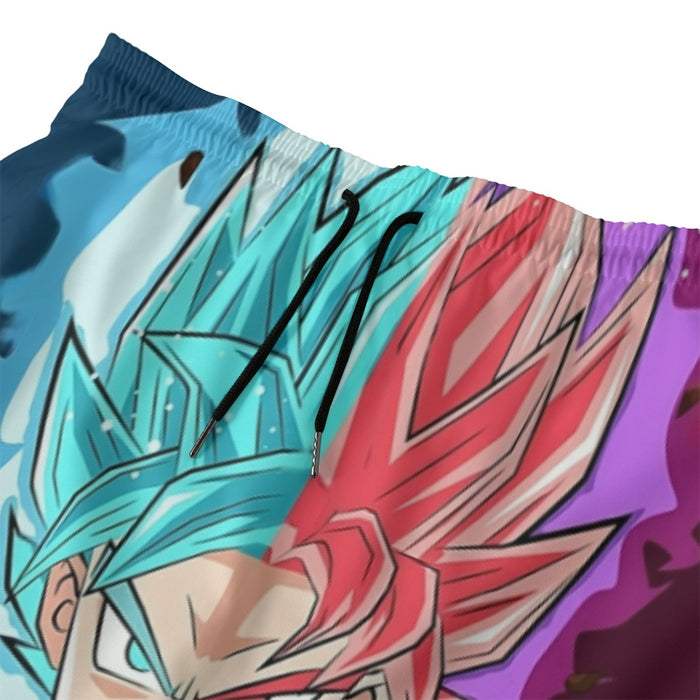 DBZ Goku Zamasu SSGSS God Blue Rose Super Saiyan Chibi Beach Pants