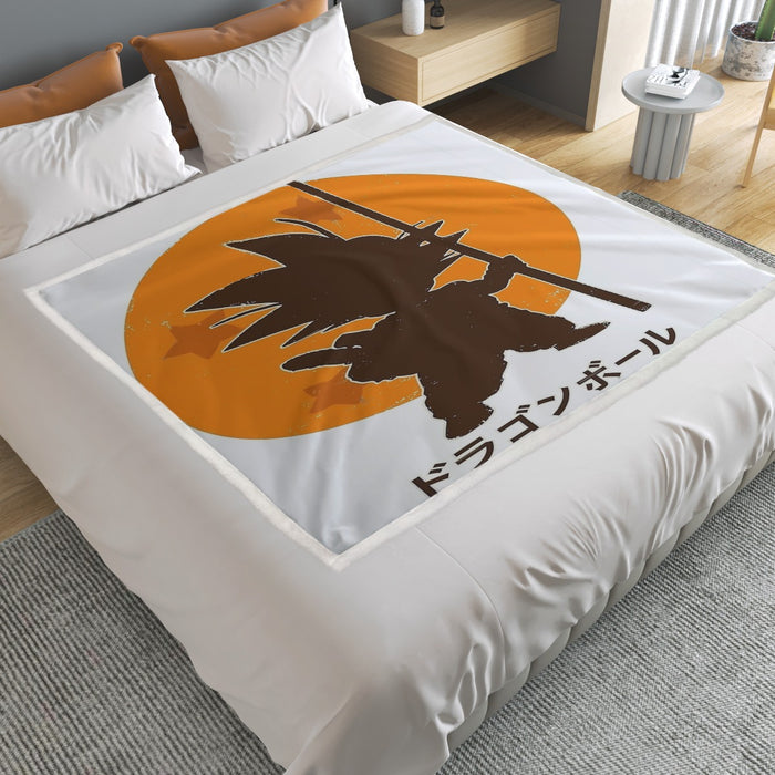 Dragon Ball Z Kid Goku Shadow Logo White Household Warm Blanket