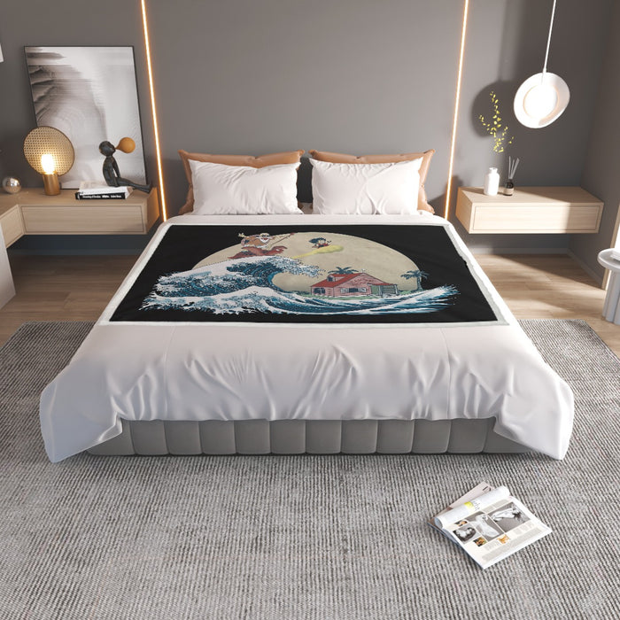 DBZ Kid Goku And Master Roshi Surfing To Kame House Household Warm Blanket