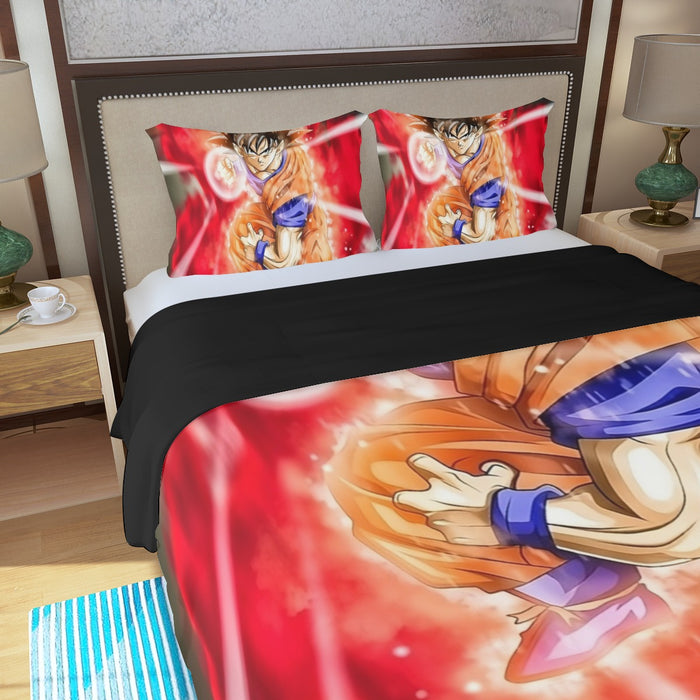 Dragon Ball Super Goku Red Kaioken Energy Epic Punch Three Piece Duvet Cover Set