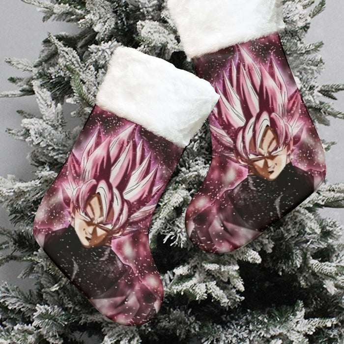 Dragon Ball Z Super Saiyan Goku Black Rose Pink Christmas Socks