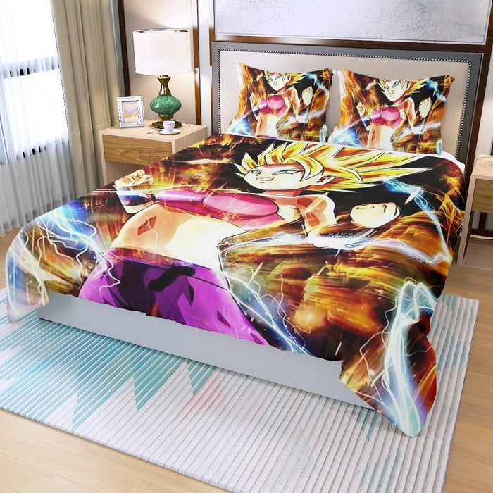 Dragon Ball Super Caulifla Super Saiyan 2 Epic Casual Three Piece Duvet Cover Set