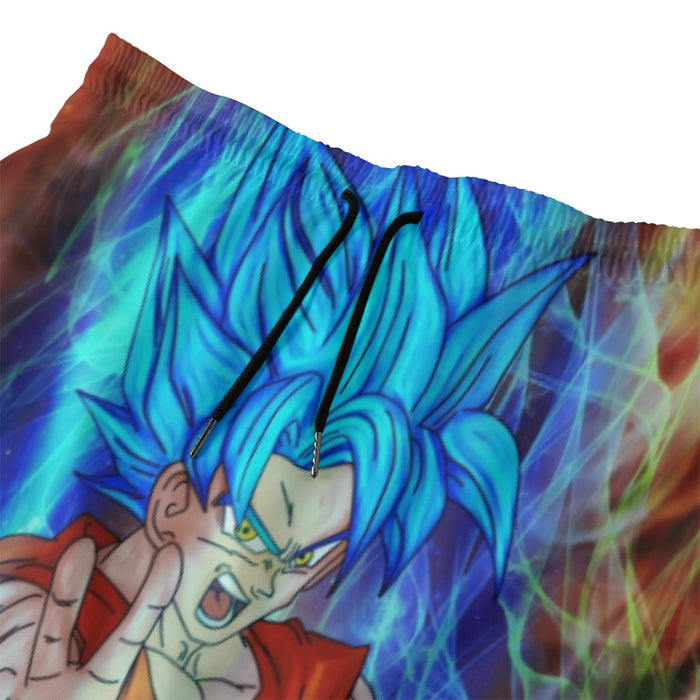 DBZ Goku Super Saiyan God Blue SSGSS Power Aura Fire Theme Design Beach Pants