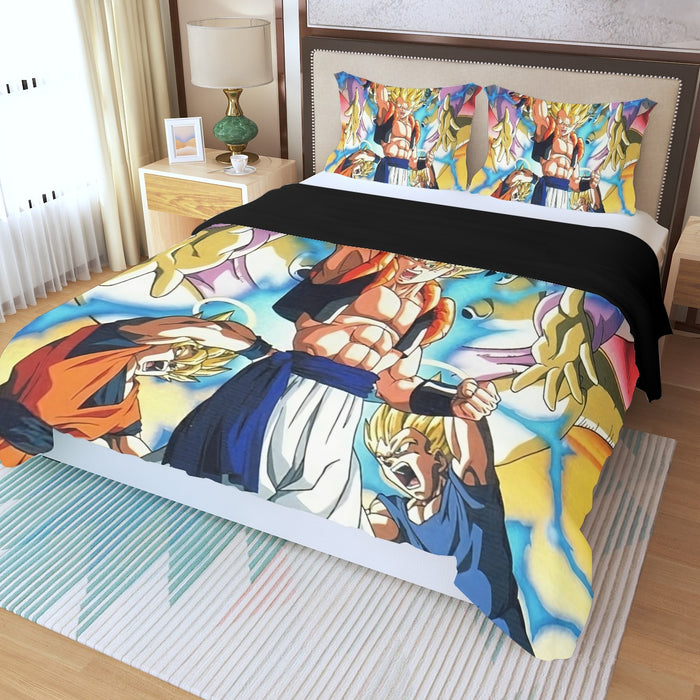 DBZ Goku Vegeta Fusion Saiyan Gogeta Colorful Design Streetwear Three Piece Duvet Cover Set