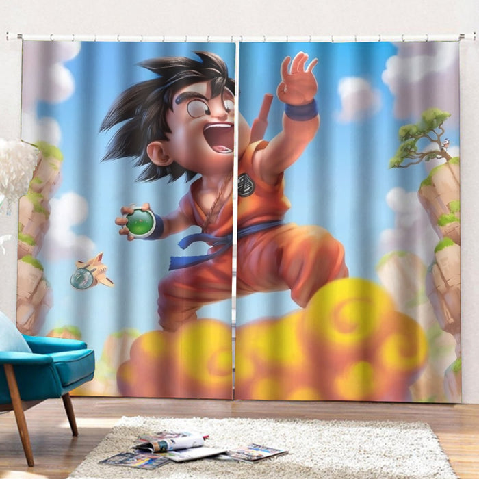 Dragon Ball Goku Kid Ride Flying Nimbus Cute Dope Streetwear Curtains with Hooks