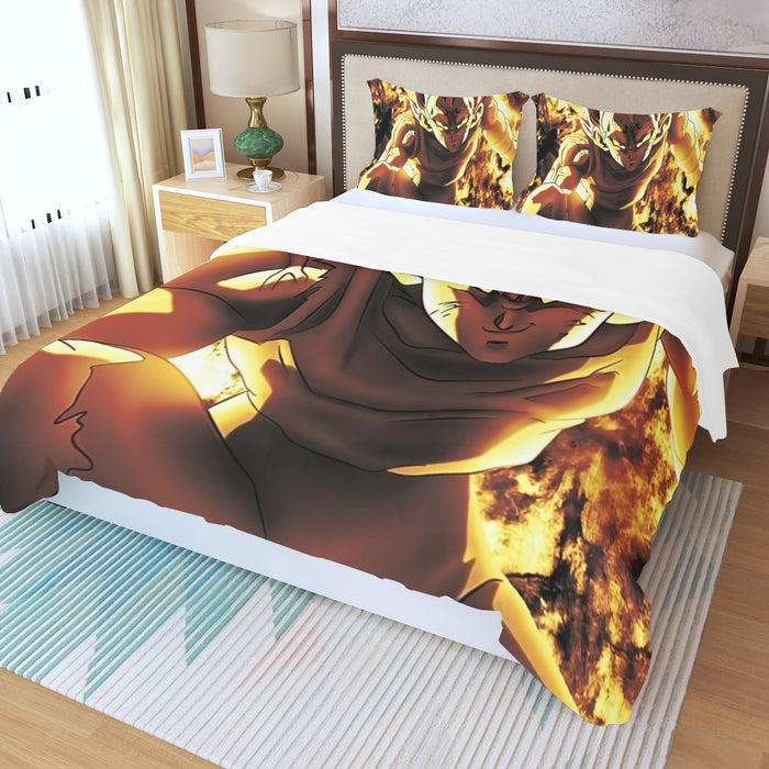 Dragon Ball Z Dope Majin Vegeta Grin Yellow Aura Three Piece Duvet Cover Set