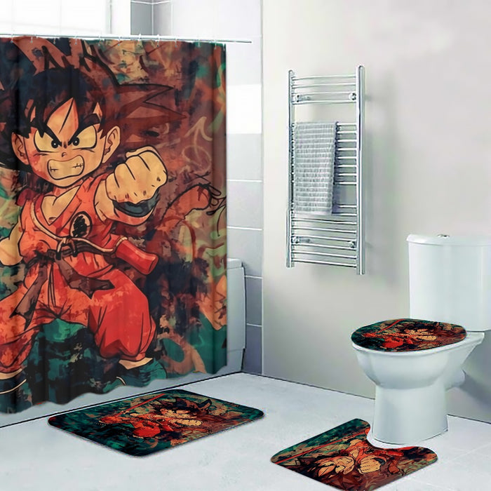Kid Young Goku Vintage Tie Dye Painting Stylish DBZ 3D Four-piece Bathroom