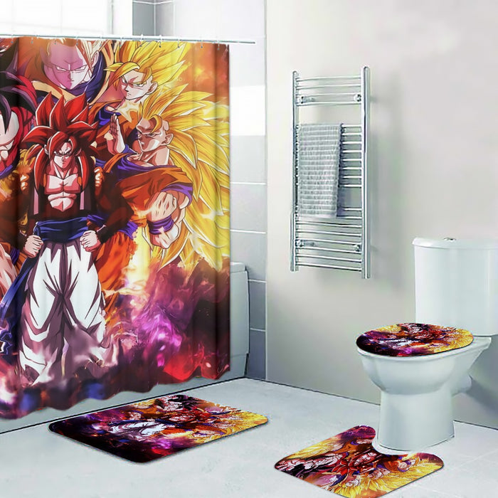 DBZ Gogeta Goku Vegeta Super Saiyan Powerful Lightning Thunder Design Four-piece Bathroom