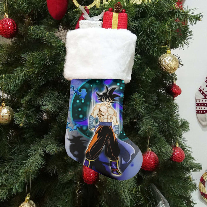 DBZ Goku Muscular Saiyan Vibrant Background Art Style Christmas Socks