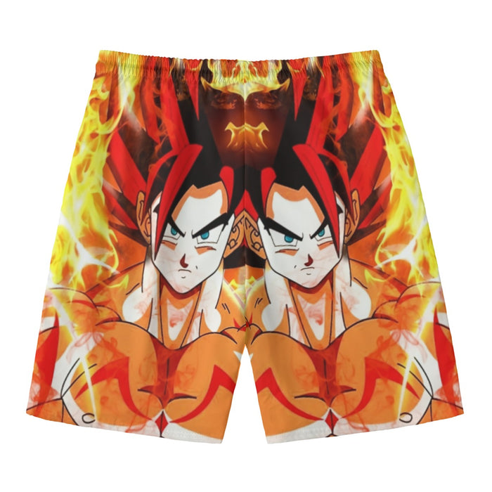Dragon Ball Goku Super Saiyan Rose Flaming Fan Art Beach Pants