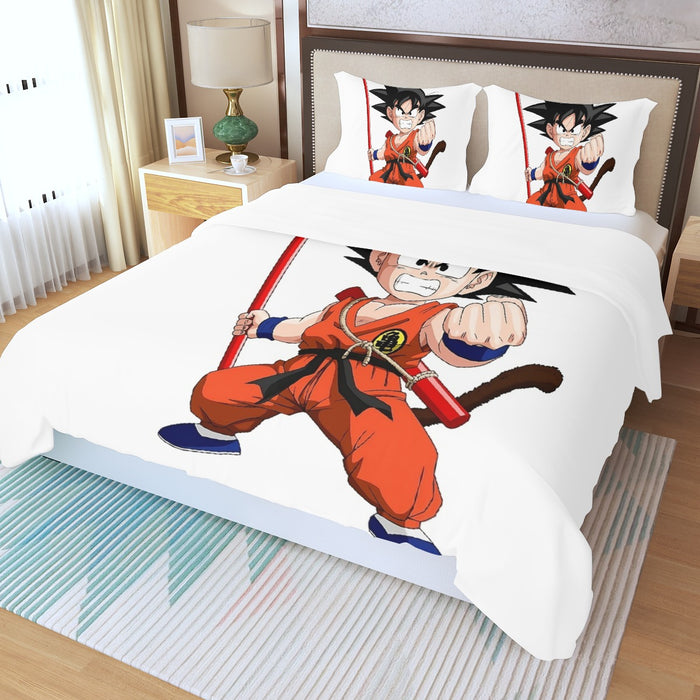 Kid Goku Fighting Dragon Ball Z Three Piece Duvet Cover Set