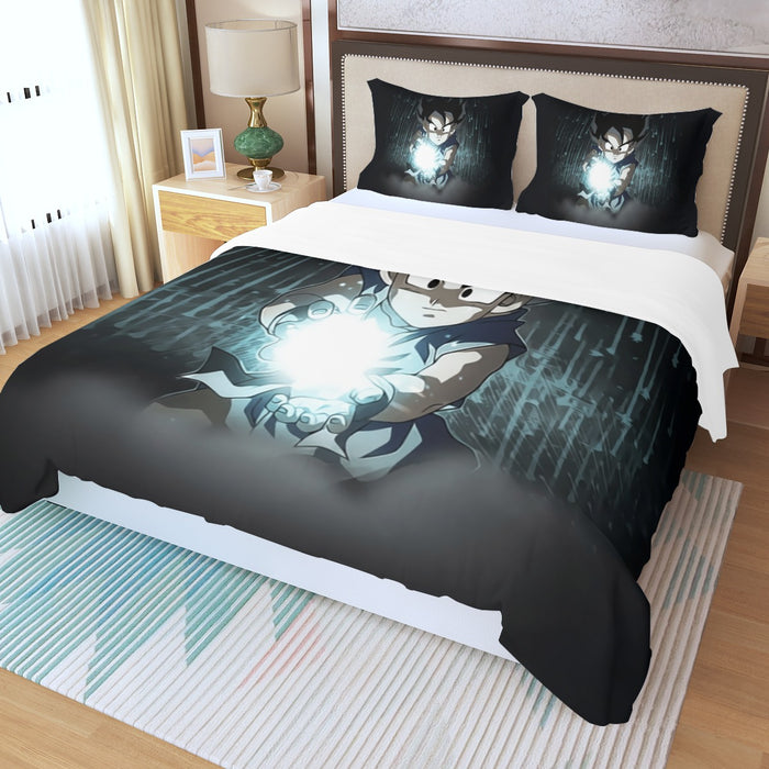 Dragon Ball Goku Kid Practice Kamehameha Cute Round Neck Design Three Piece Duvet Cover Set