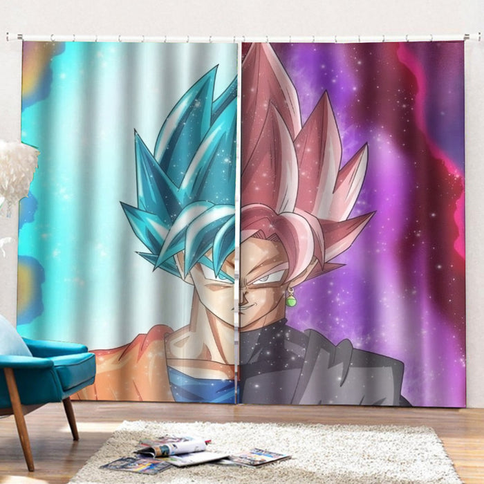 DBZ Goku SSGSS Black Rose Super Saiyan Portraits Dope Curtains with Hooks