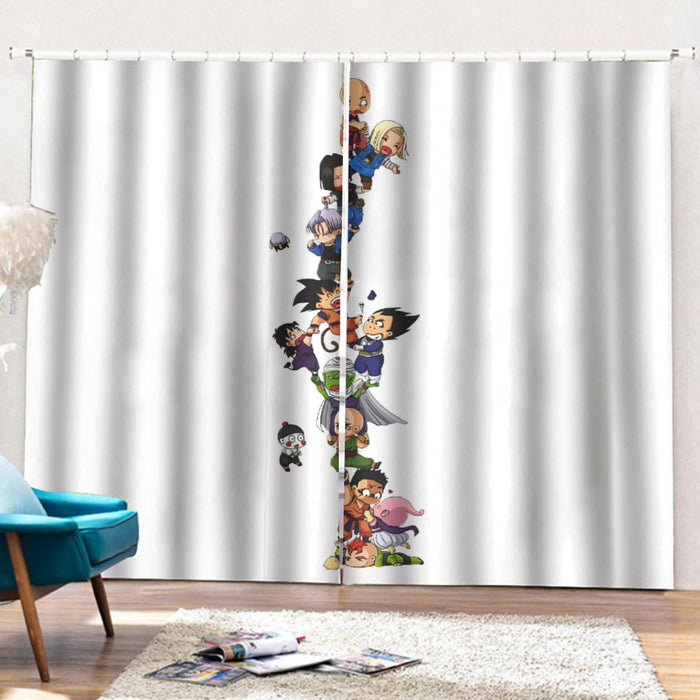 Dragon Ball Z Cute Adorable Chibi DBZ Characters White Curtains with Hooks