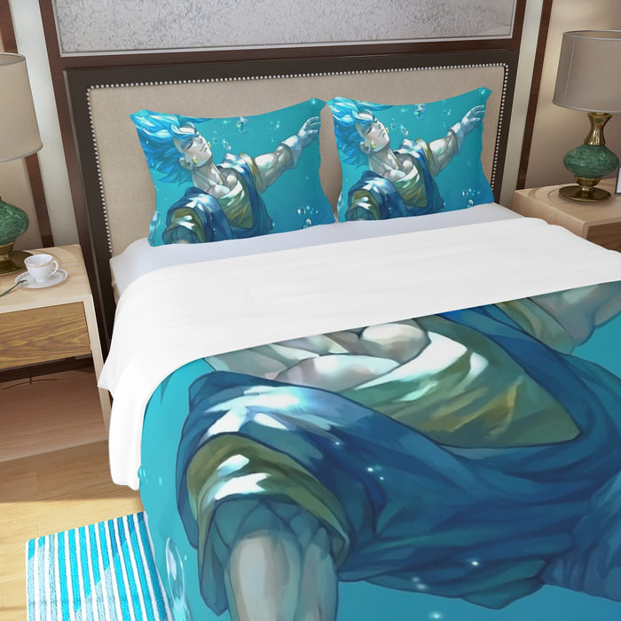 DBZ Relax Gogeta Ocean Blue Saiyan SSGSS Dope Design Three Piece Duvet Cover Set