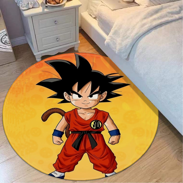 Cute Young Kid Goku Yellow Dragon Ball 3D round mat
