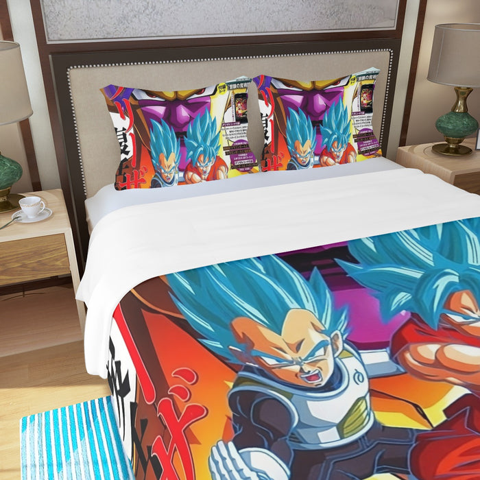 Golden Frieza Super Saiyan God Goku Vegeta Blue Hair 3D Three Piece Duvet Cover Set