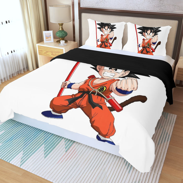 Kid Goku Fighting Dragon Ball Z Three Piece Duvet Cover Set