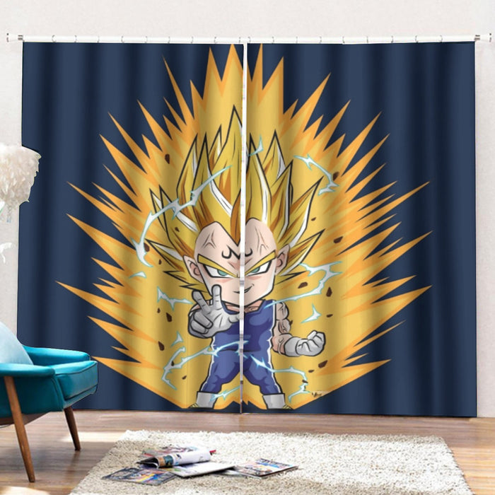 DBZ Majin Vegeta Super Saiyan Prince Power Aura Chibi Sketch Curtains with Hooks